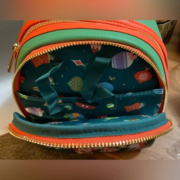 Disney: Loungefly Classic Christmas glow in the dark mini backpack green &orange - Picture 4 of 9